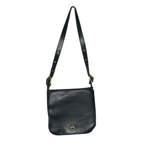 Vintage Coach 1970s Stewardess USA Black Full Leather Bag